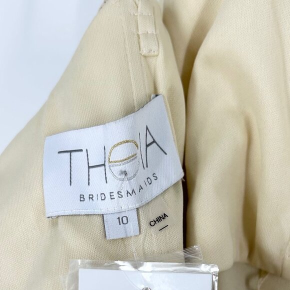 NWT Theia Bridesmaids Gigi Matte Gold Sequins Gown - Picture 9 of 12